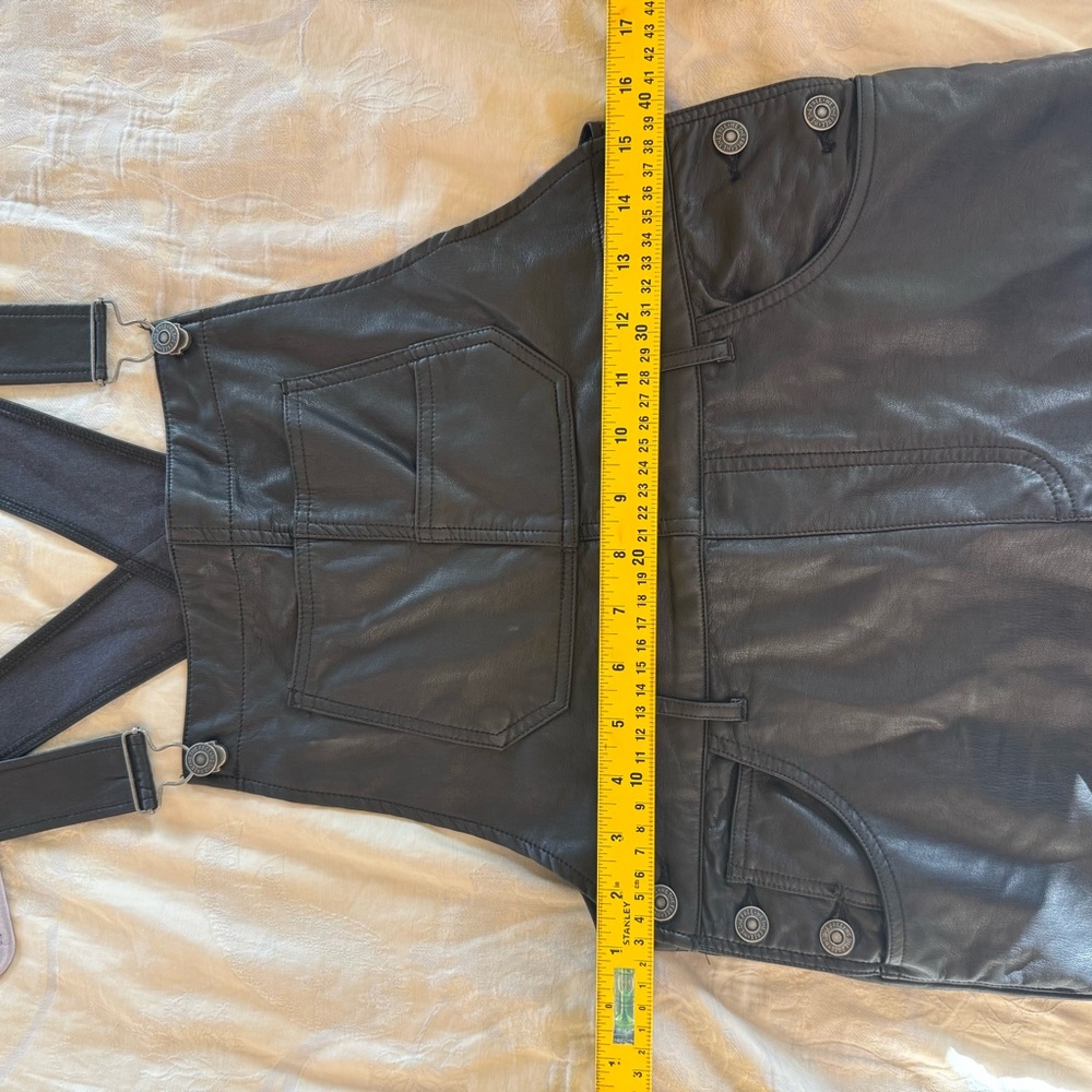 Women’s We The Free Black vegan leather Overalls size S - Picture 4 of 5